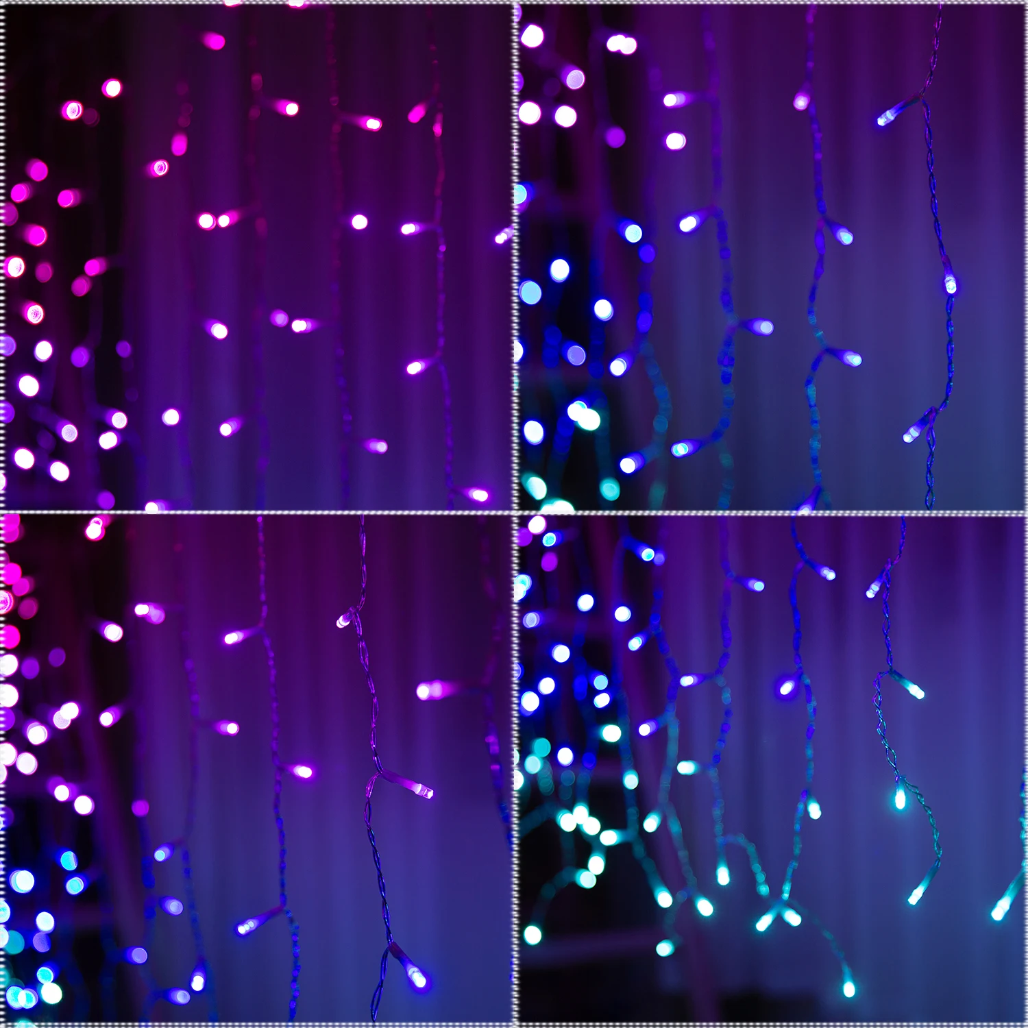 192 luzes de cortina LED para quarto com 8 modos de flash, luzes de fadas que mudam de cor, plug in com controle remoto, meninas Roo