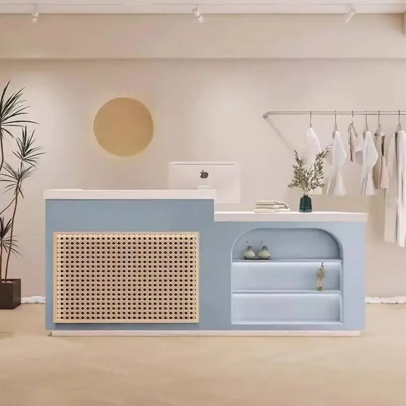 Rattan Kids Reception Desks Green Design Large Restaurant Luxury Reception Desks Modern Cashier Rezeption Theke Office Furniture