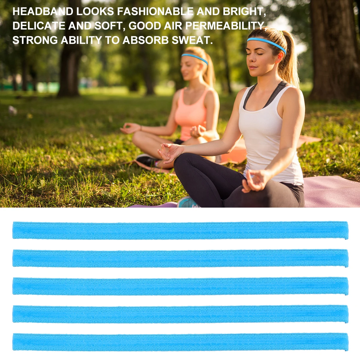 

5pcs Elastic Sports Headbands Sweat-Absorbing Breathable Running Headwraps For Men Women Exercise Fitness Outdoor Hair Headband