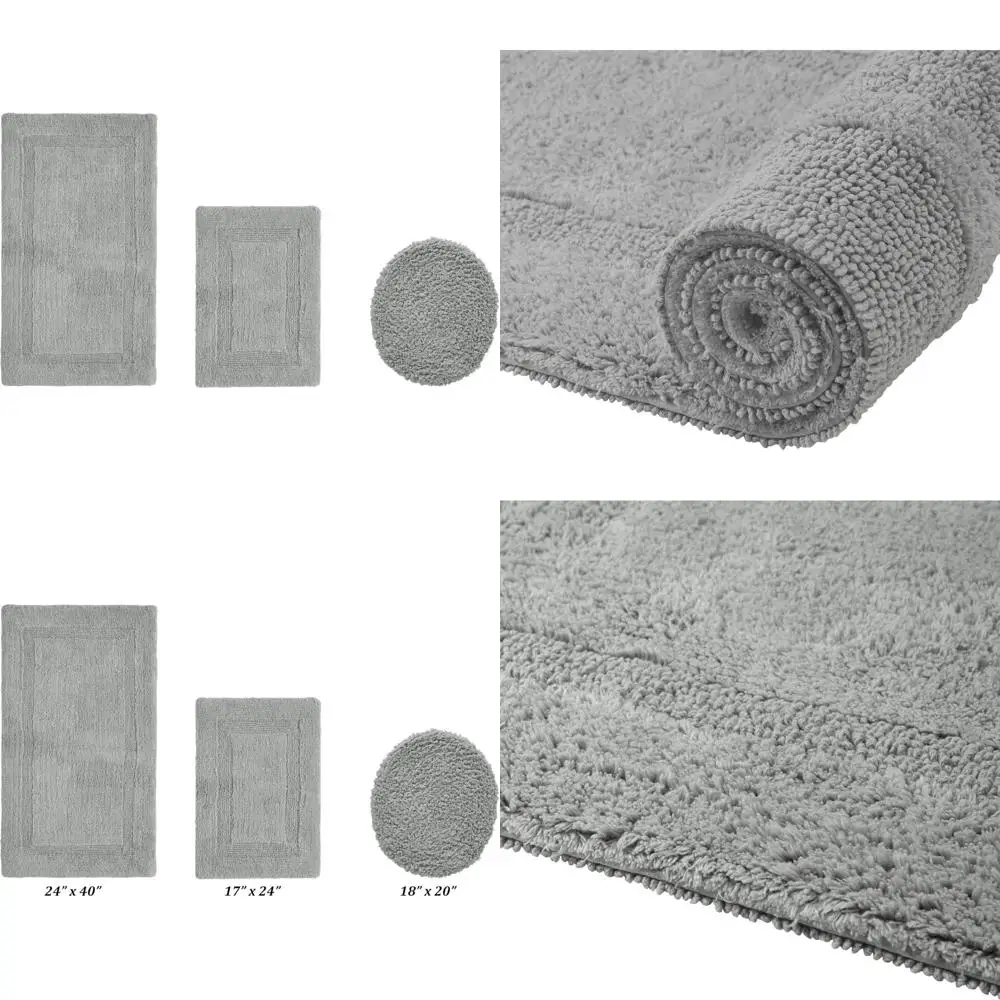 

Cotton Bath Rug Set Soft Absorbent Reversible Machine Washable U-Shape Toilet Lid Cover Bath Accessories