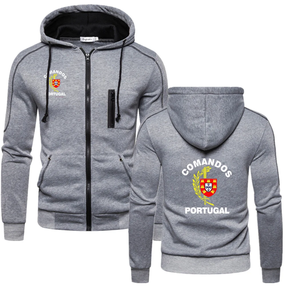 2026 Spring Autumn Men's Hoodies Portuguese Army Special Forces Commando Comandos Portugal Logo Print High Street Jacket Coat