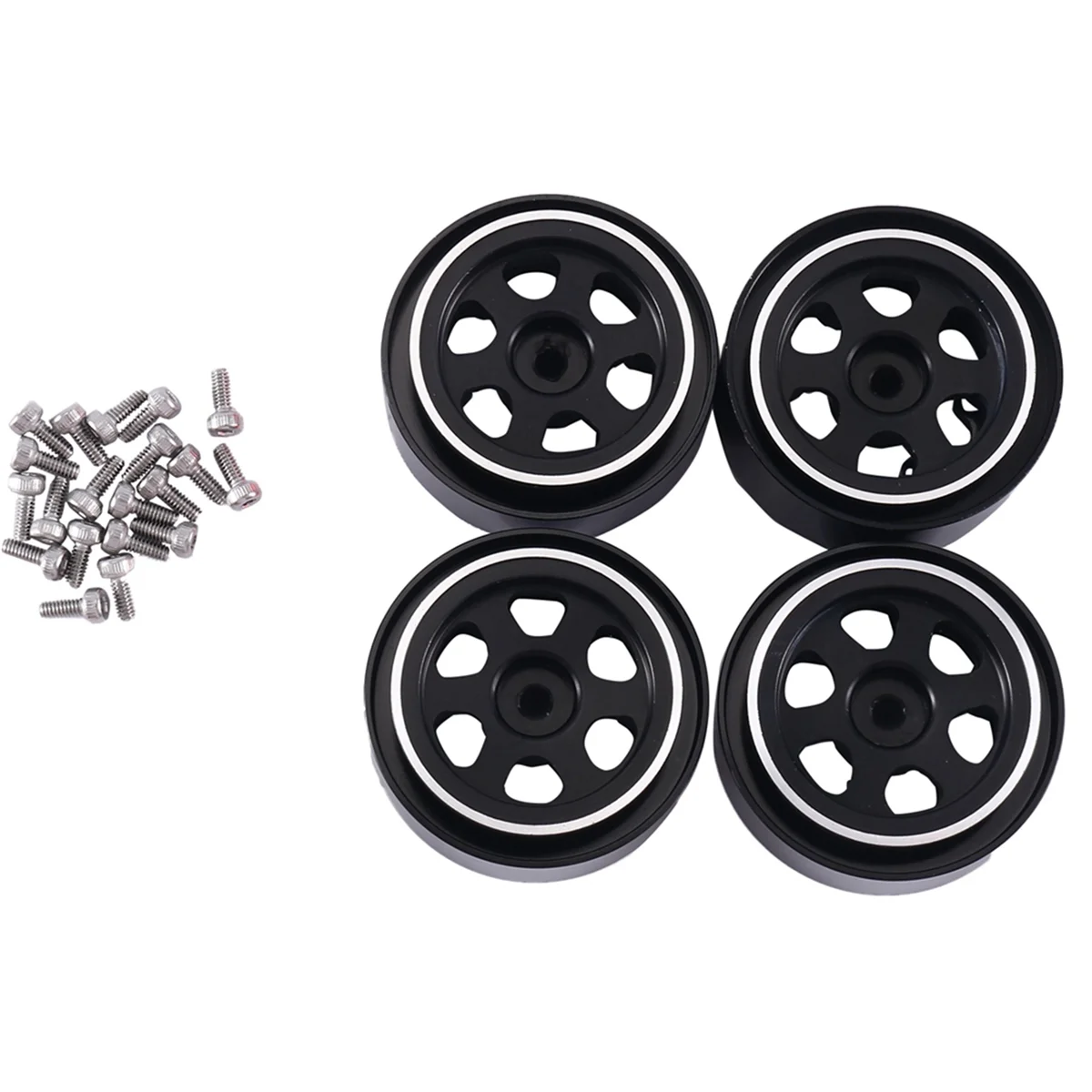 

4Pcs 1.0 Inch Metal Beadlock Wheel Rim Wheel Hub for TRX4M 1/18 RC Crawler Car Upgrade Parts Accessories,black