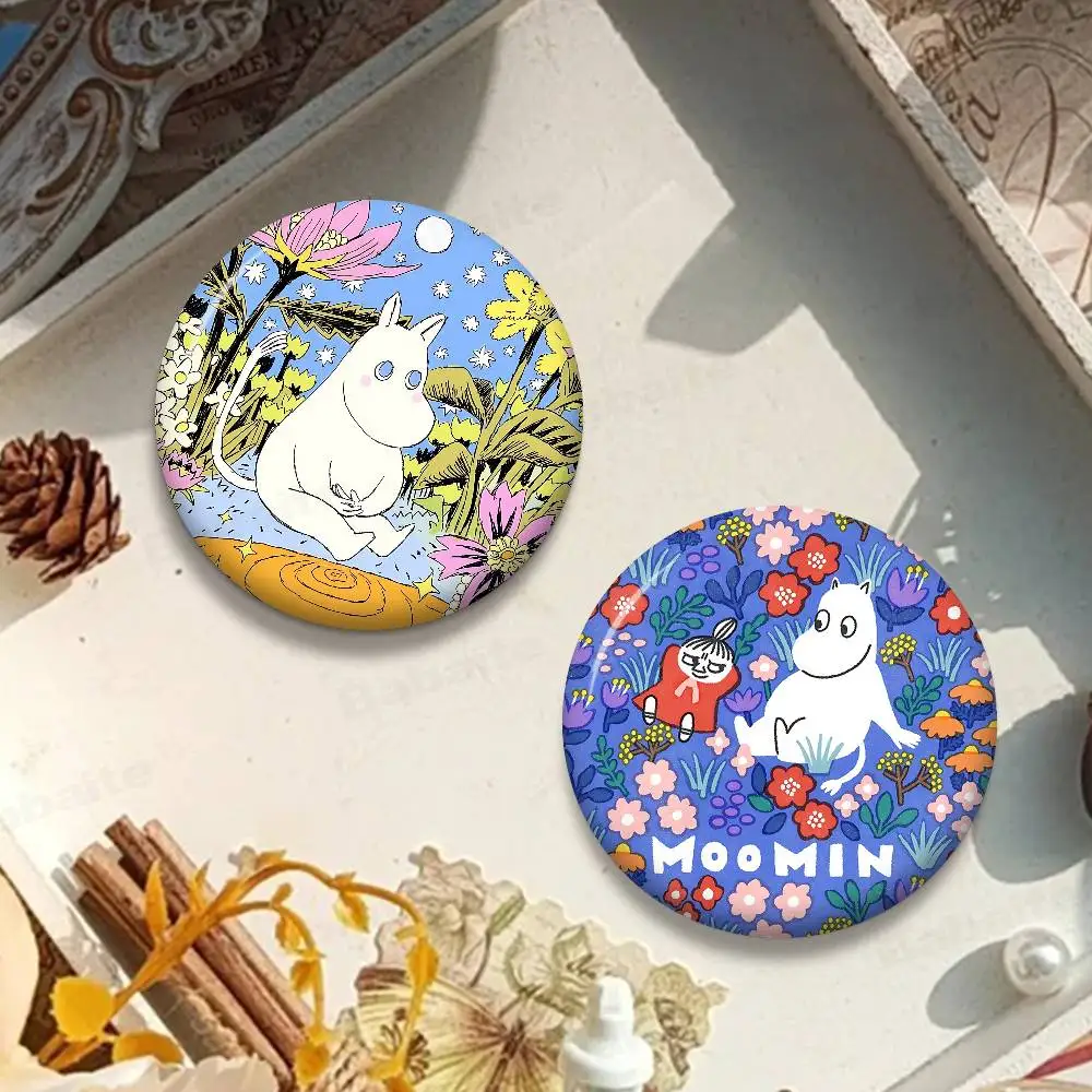 Cute M-Moomins Anime Cartoon Bear Tinplate Pin Button Custom Anime Role Old-school Brooch Cartoon Collar Badge Jewelry Gift Fans view 5