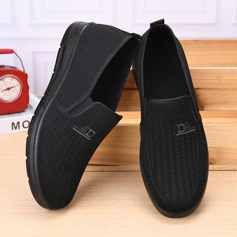 Damen-Schuhe aus gewebtem Stoff, zum Überziehen, atmungsaktiv, leicht, rutschfest, flache, bequeme Freizeitschuhe, ideal für den täglichen Gebrauch. – Detail 1