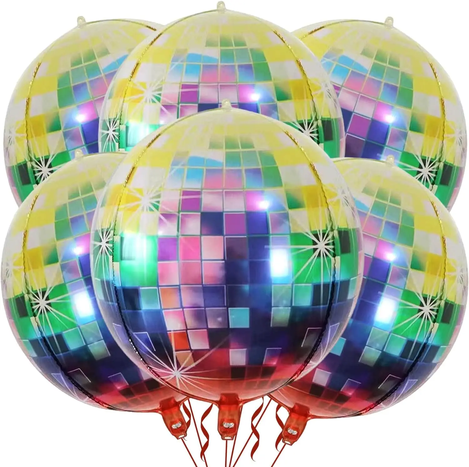 6pcs 22 inch disco colored aluminum foil balloons, disco themed party and dance hall retro decorative balloons