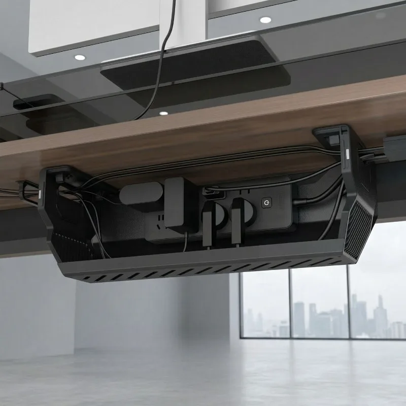 Under Desk Cable Management Magnetic Office Power Strip Organizer Metal Desktop Wire Fixing Storage Box Cable Line Arrangement