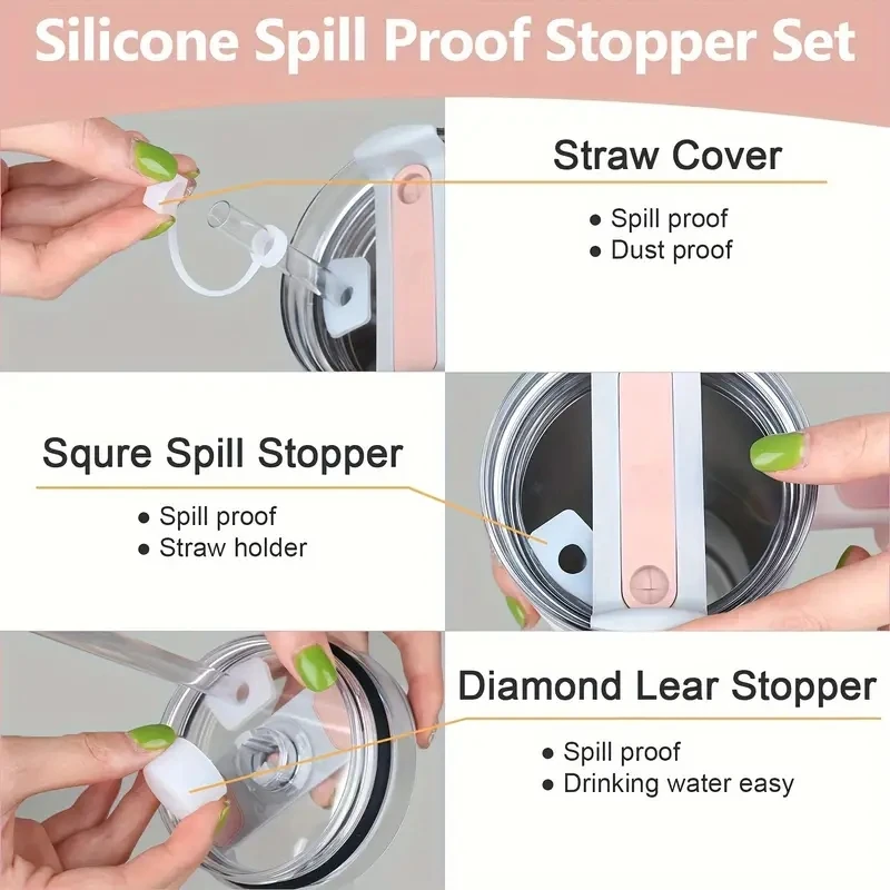 3Pcs Reusable Silicone Leakproof Straw Plugs Set for Stanley Cup  40oz/30oz Tumbler Leak-Free-Cup Accessories - view 3