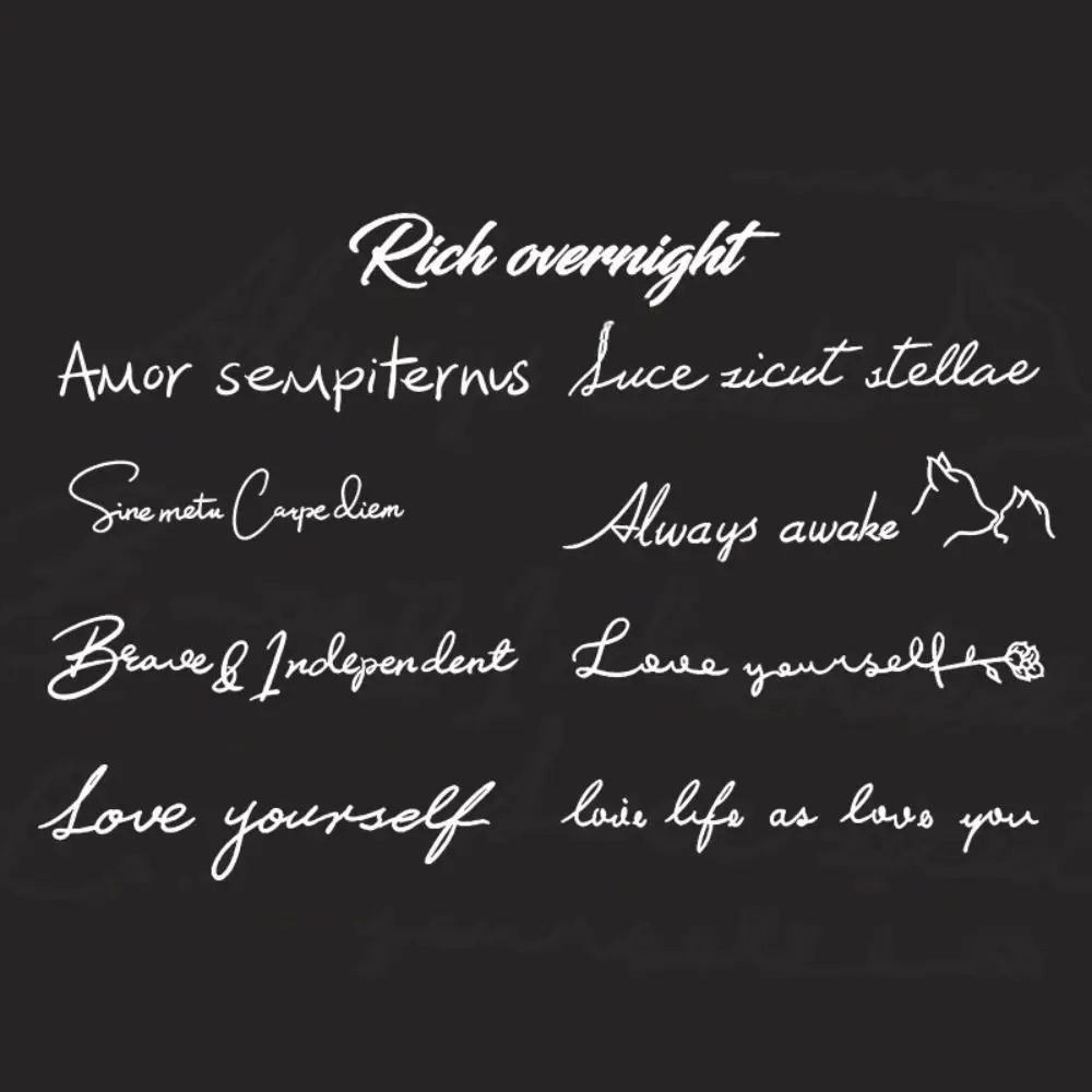 

Временная татуировка с английскими буквами, водостойкая, полупостоянная, долговечная, для мужчин и женщин, художественная имитация татуировки.