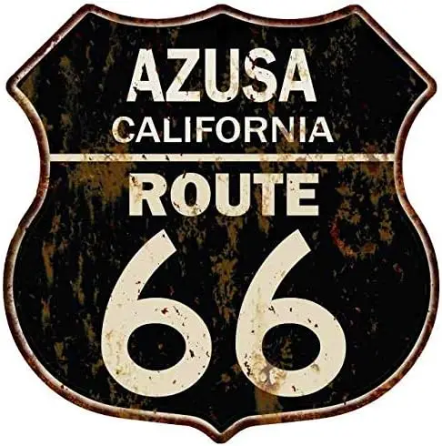 AZUSA, Калифорния Route 66, щит, металлический знак, мужская пещера Ga12 x 12, блестящий металл 211110014059