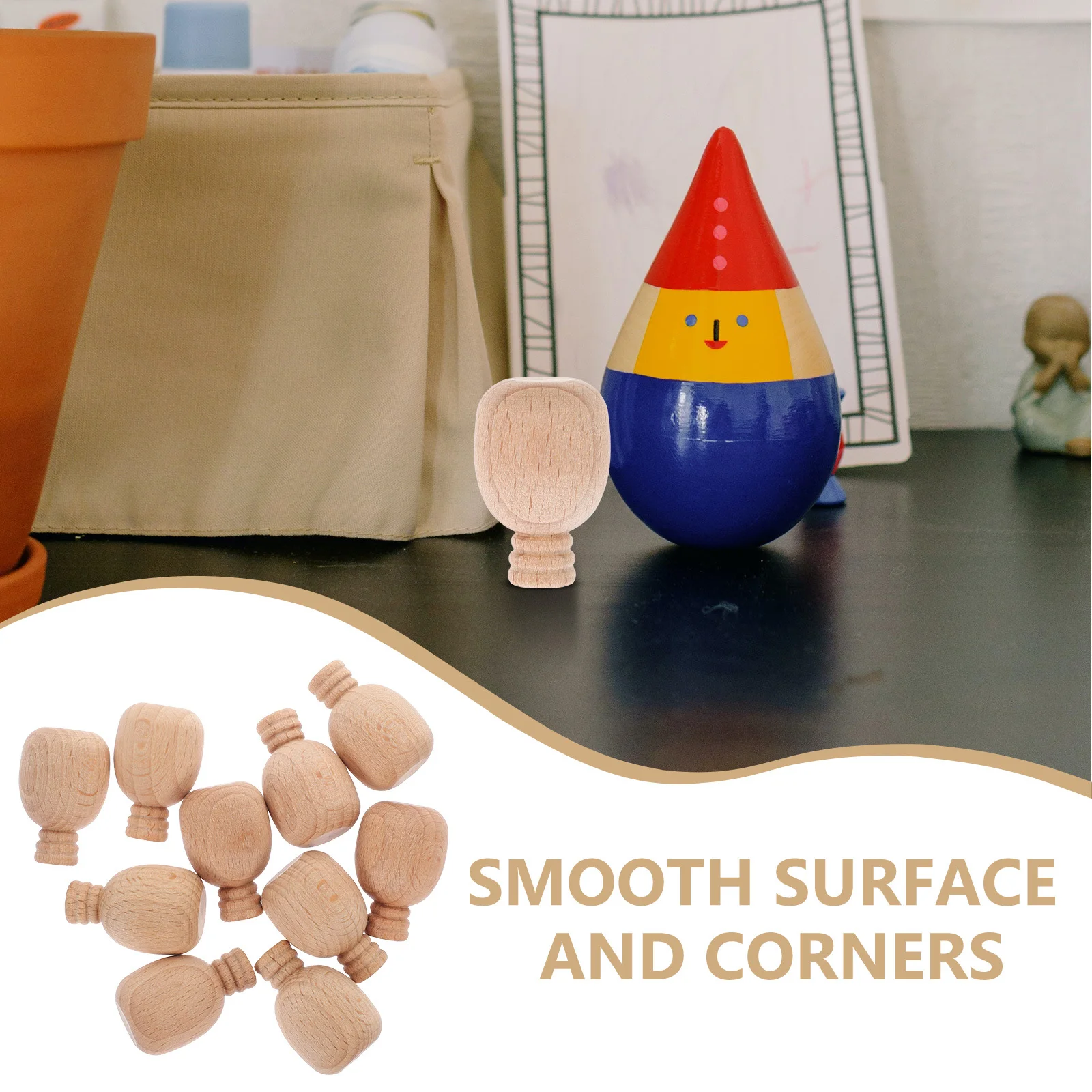 

10Pcs Wooden Blank Wine Bottles Beech Wood DIY Painting Craft Supplies for Home Decoration Miniature Scale Toy