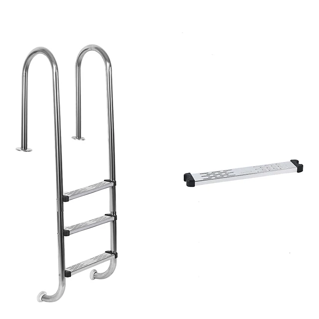 

Portable Stainless Steel 2 3 4 5 Step Removable Ground Stairs With Handrail For Swimming Pool Pool Ladder