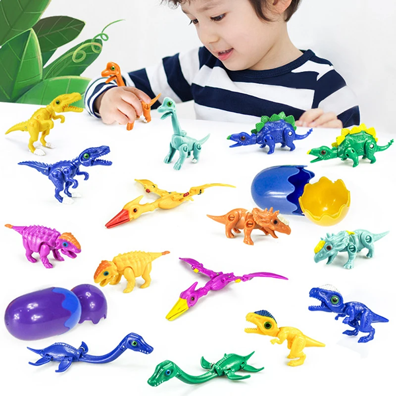 

Transforming Dinosaur Eggs Novelty Toys For Kids Jurassic World Cruel Raptor Building Block Simulator Hatching Egg Children Gift