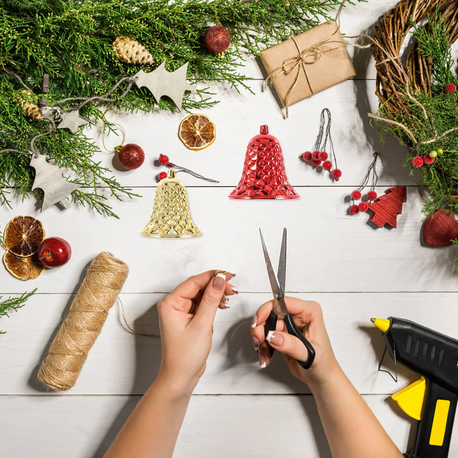 

12Pcs Christmas Bell Decorations Reusable Plastic Hanging Ornaments for Tree Party Centerpiece Holiday Home Decor Xmas Indoor