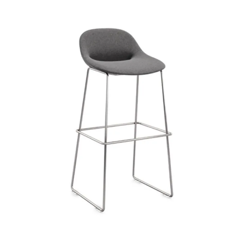 Stainless steel soft bag bar chair, chain restaurant cafe bar chair, library styled cotton high chair