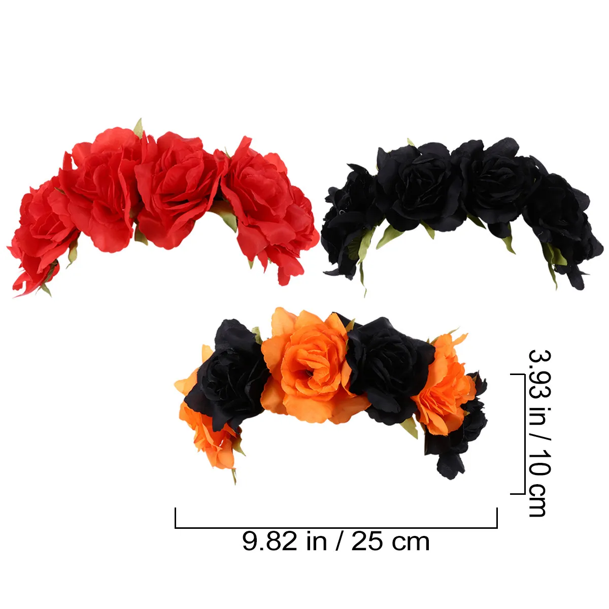 3Pcs Halloween Party Simulation Flower Hairband Rose Flower Headband Wreath Hair Accessory Wreath Hair Accessory for Halloween