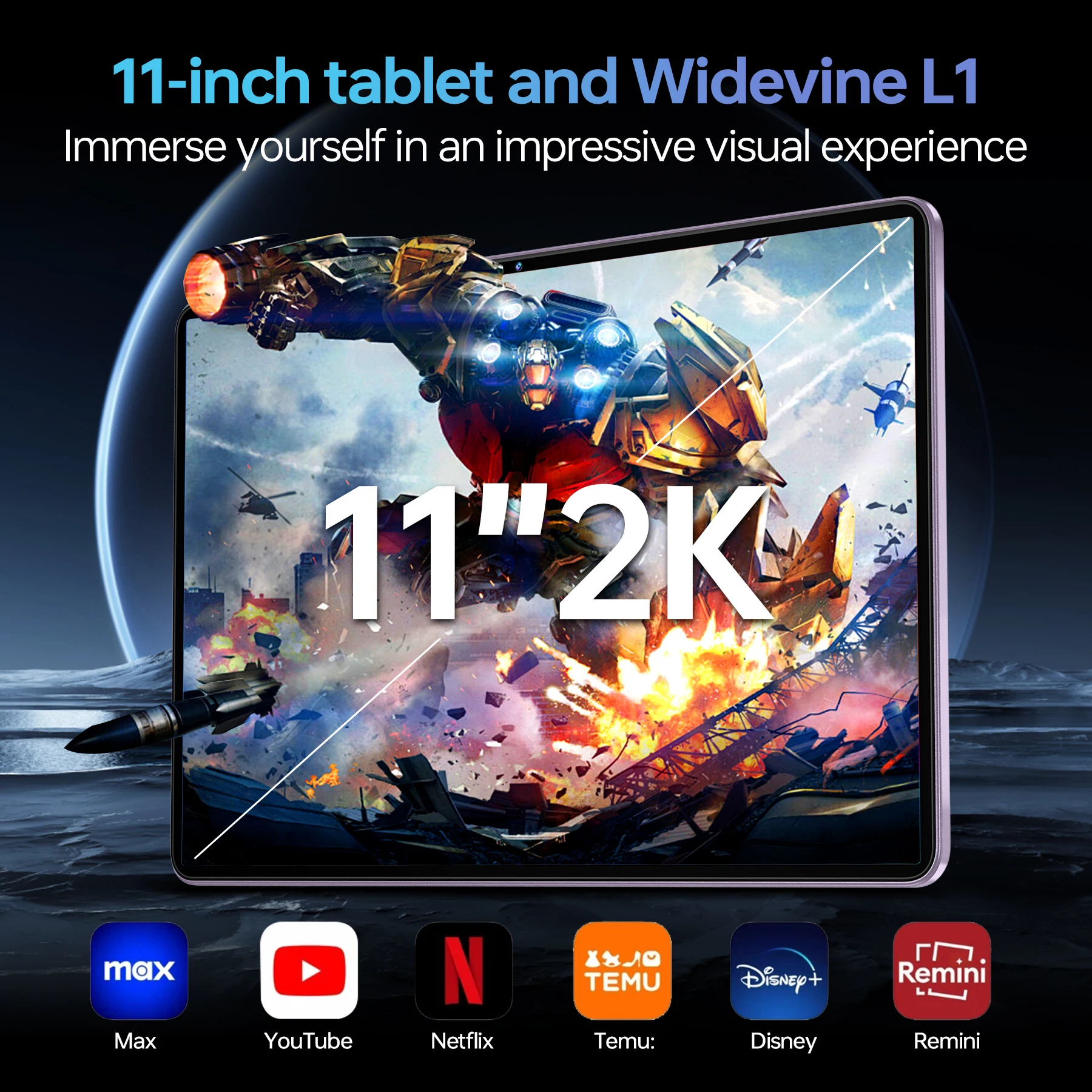 تابلت OUKITEL OT11 مقاس 11 بوصة Android 14,16(4+12)GB RAM + 128GB ROM(1TB TF) مع قلم، بطاقة SIM 4G بقدرة 8000 مللي أمبير في الساعة، 13 ميجابكسل، Octa-Core/TÜV/GPS