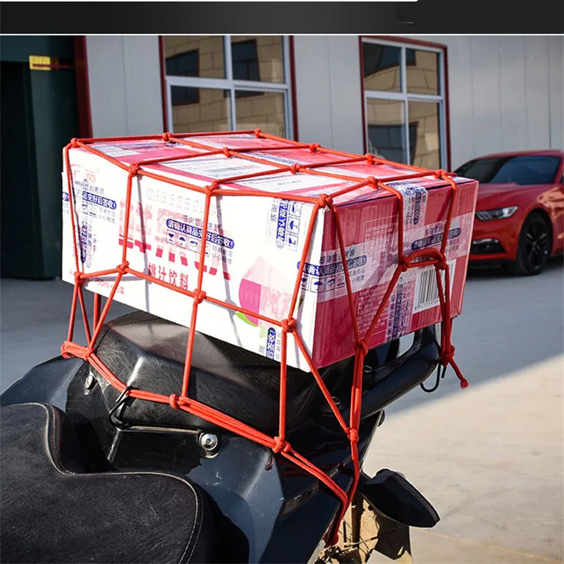 1PC 30/40cm Square Bungee Net Motorcycle 6-Hook Elastic Motorcycle Storage Helmet Tank Luggage Mesh Web Motorcycle Accessories
