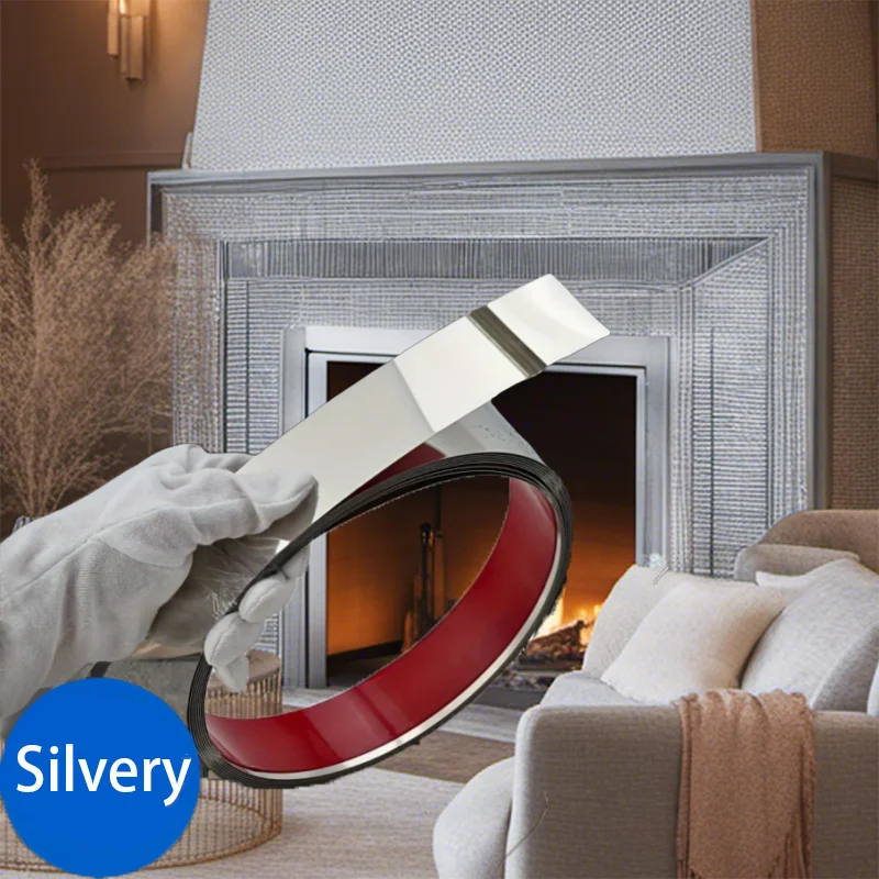 6-Meter Stainless Steel Strip, Self-Adhesive and Easy to Install, Tear Off and Stick Indoor Metal Decorative Lines
