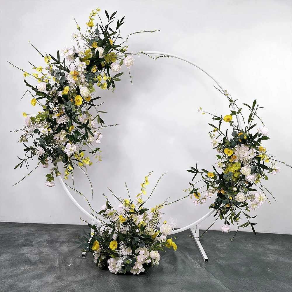 Supporto ad arco rotondo in metallo da 2M/2,2M, struttura robusta per fondali nuziali, decorazione per feste all'aperto in giardino, supporto per palloncini, robusta griglia circolare in acciaio per