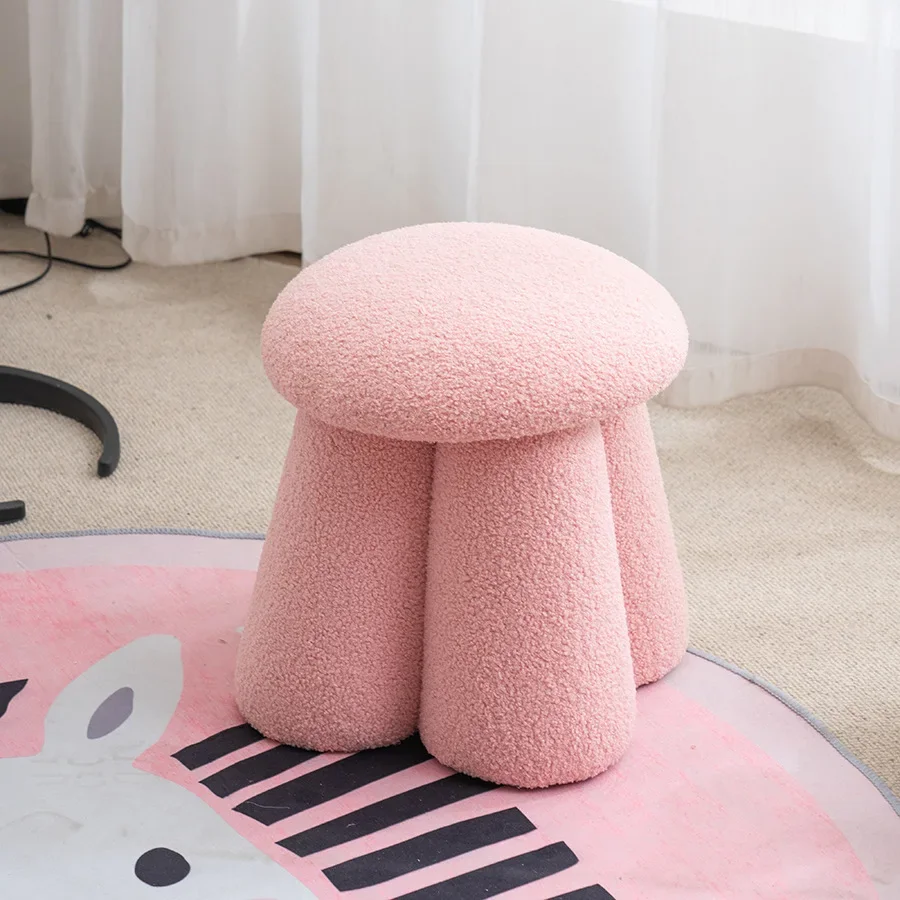 Mushroom stool children's sofa teddy velvet fabric lazy sofa living room multi-functional seat