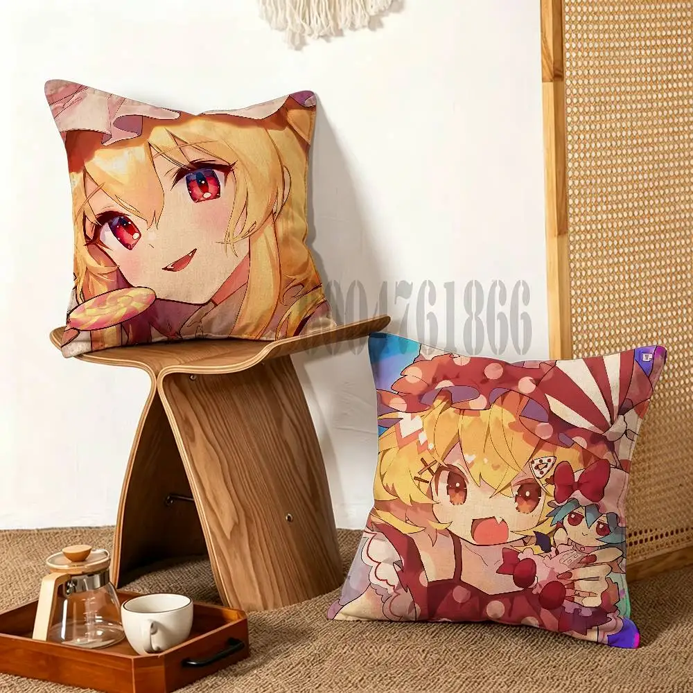 f-flandre scarlet Anime Celebrity Merchandise All-Match Printed Pillow Case Sofa Car Office Room Decoration Protector