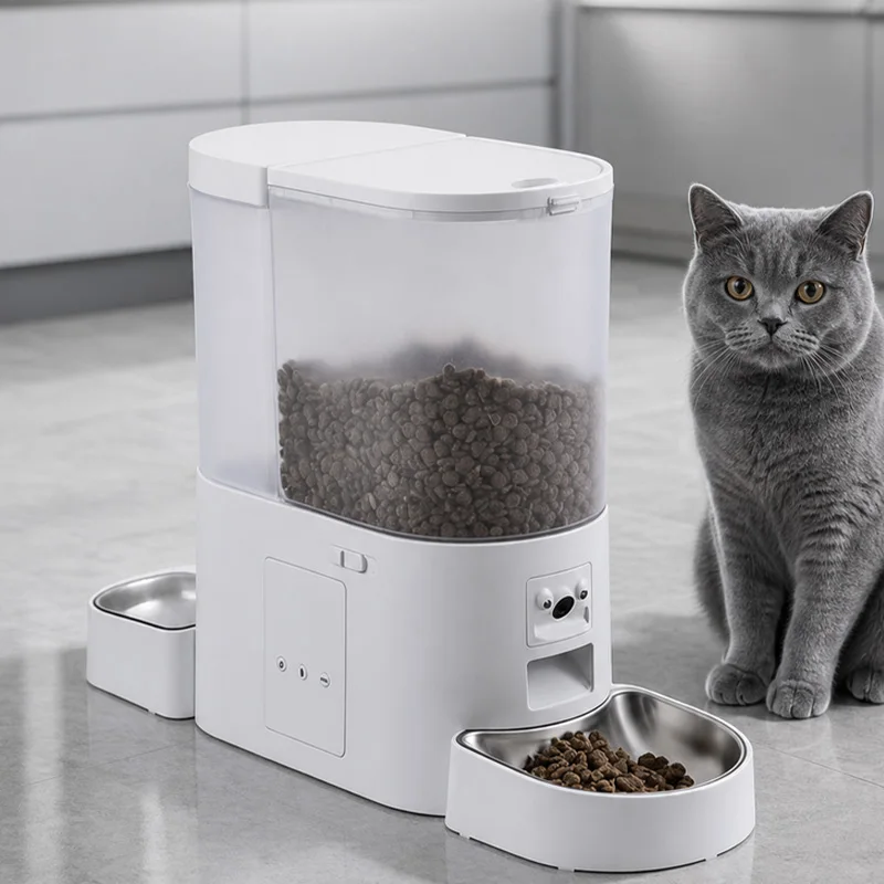 Smart 3-in-1 Pet Feeding Station A30V with Camera and App Control 5L Food 3.5L Water Freeze-Dried Compatible Stainless Bowls