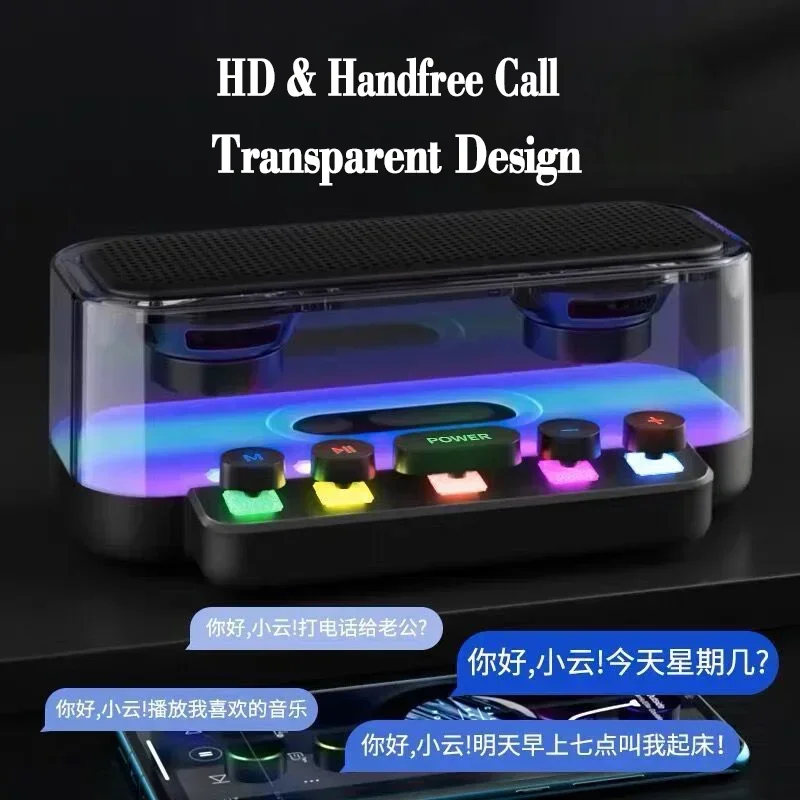 Wireless Bluetooth RGB Lights Gaming Speaker Stereo Subwoofer Transparent Support USB TF Card Play PC Sound Bar Game Soundbox