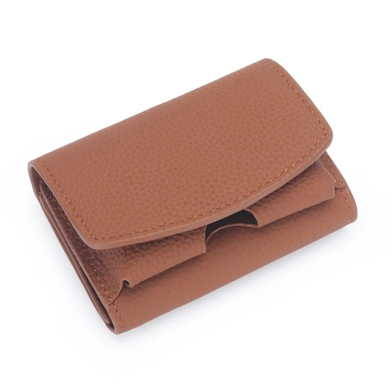 Stylish Genuine Leather Trifold Wallet for Women - Snap Button Design Mini Wallets with  Multi‑Card Slots for Cards Cash Storage