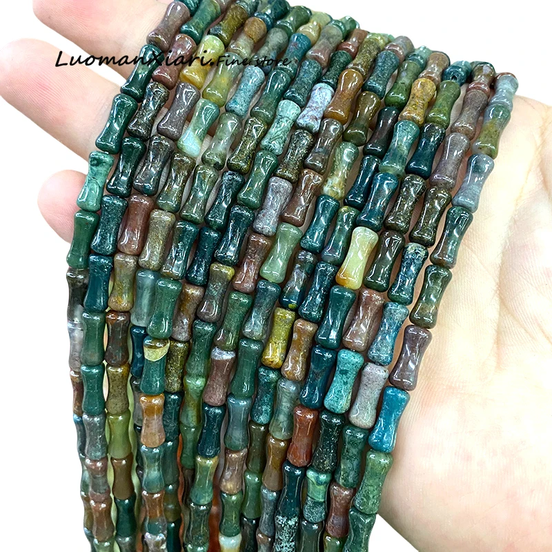 Natural Stone Bamboo Joint 5x12mm Indian Agate Loose Spacer Beads for Jewelry Making Diy Earrings Bracelet Charms Accessories