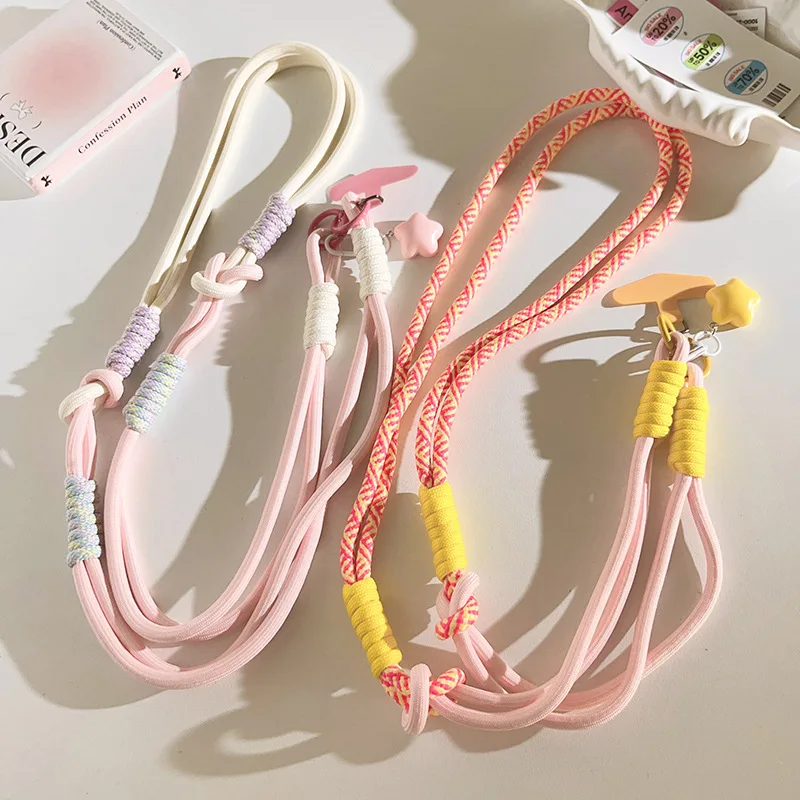 

Ремешок для телефона с допамином в корейском стиле и подвеской в виде розовой звезды, милый съемный плечевой ремень-цепочка для чехла для телефона, кошелька, сумки