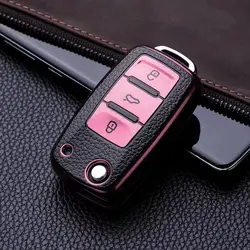 3 Buttons Key Case for Volkswagen Polo Tiguan Passat Golf Jetta Lavida Tpu Leather Protection Shell Bag For Skoda Octavia Seat