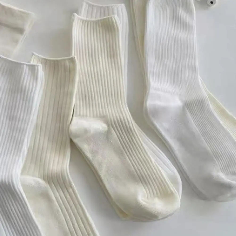 

Women Pile Socks Stylish Women's Mid-calf Cotton Socks for Daily Wear Sports Breathable Elastic Sweat-absorbent Vertical Stripe