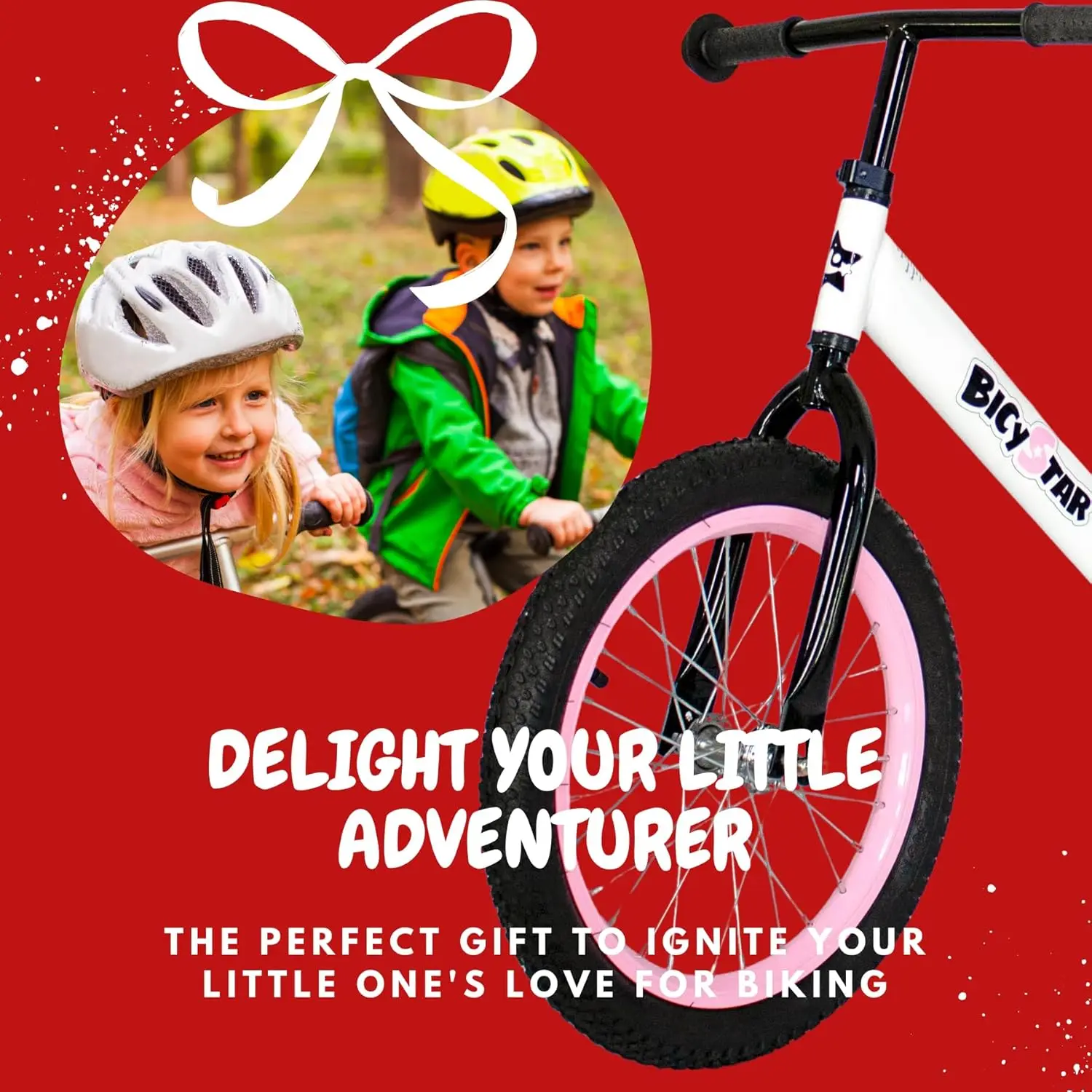 Vélo d'équilibre pour tout-petits de 5 à 8 ans, 16 pouces, pneus à air, repose-pieds, pas de pédales, vélo de poussée, vélo jouet d'extérieur pour enfants, création