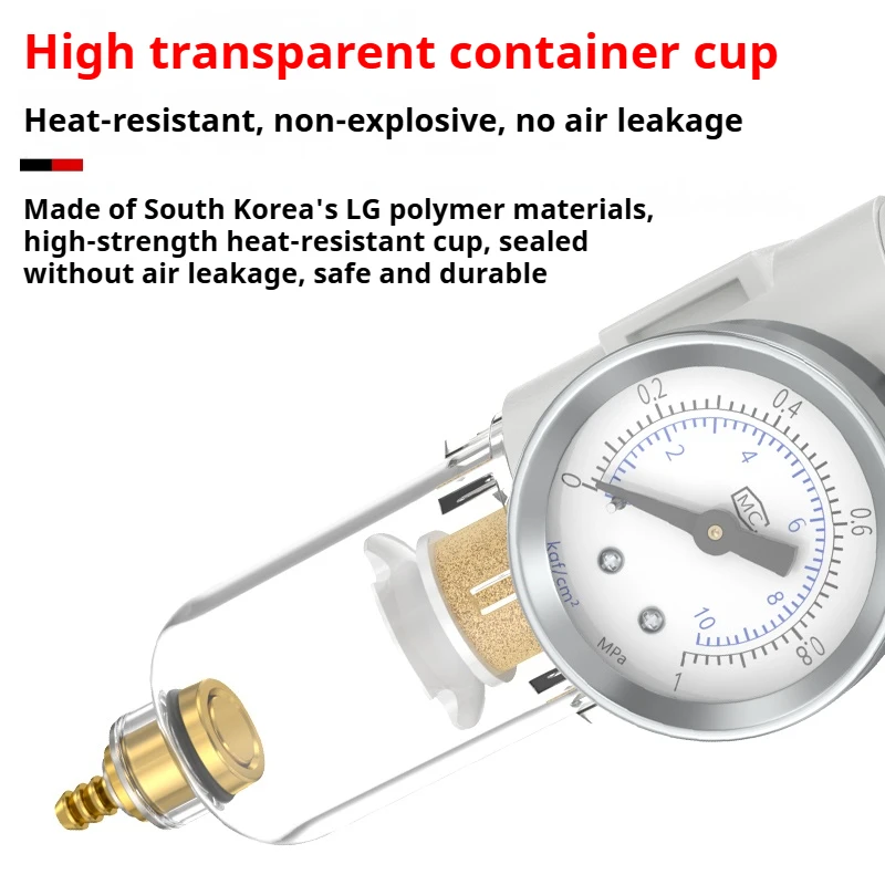 Air Source Processor AFR+AL Duplex AFC2000 Air Pressure Regulating Valve +Fittings 8mm-02 Oil Water Separation Filter Thread1/4