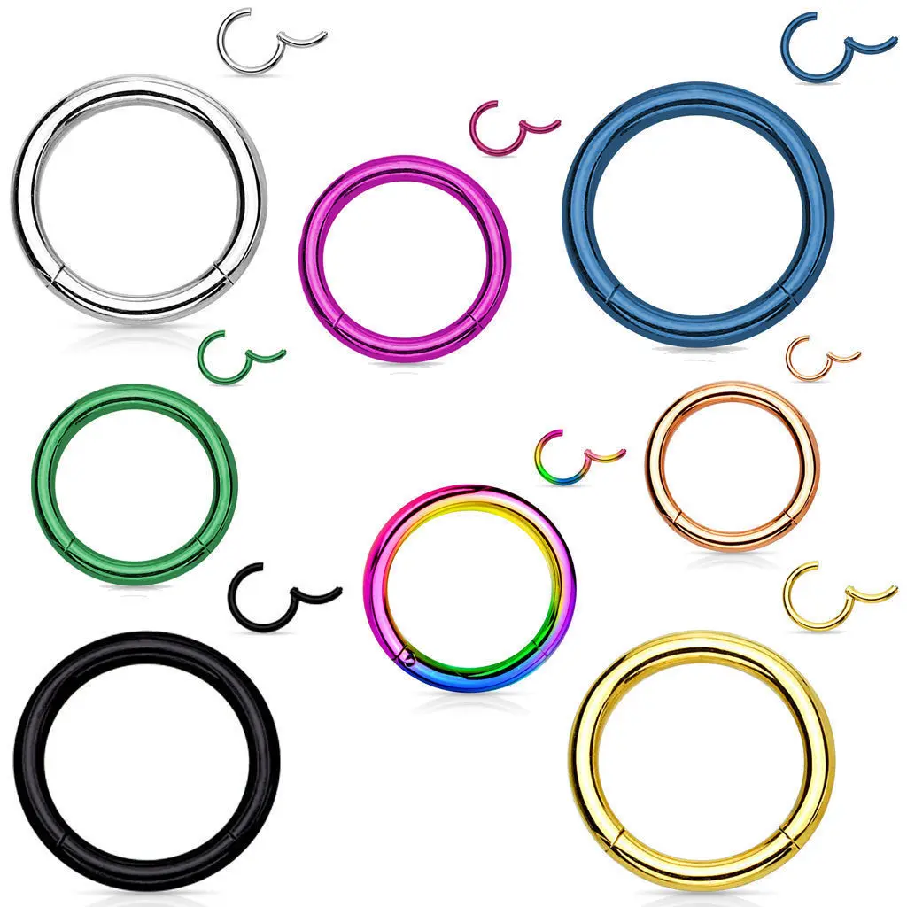 1PC 361L Steel Open Hoop Nose Studs Piercing Nostril Segment Septo Nose Ring Captive Ear Nose Hoop Piercings Clip on Helix Ring