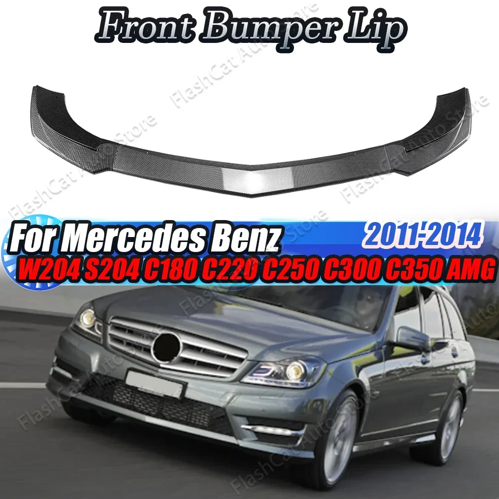 W204 S204 Sport Car Front Bumper Lip Splitter Diffuser Spoiler For Mercedes Benz C Class C180 C220 C250 C300 C350 AMG 2011-2014