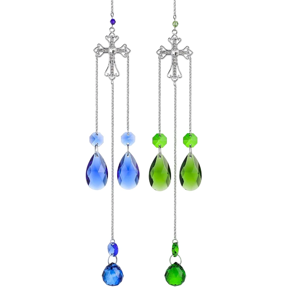 

Cross Gemstone Sunshinecatcher Set with Sparkling Beads and Light-Refraction Crystals for Window Garden Hanging Display