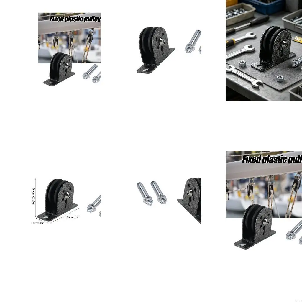 Fixed Pulley with Mount Base Grooved Wheel Line Guide for Rope Routing, Fixed Mount Pulley with Metal Hardware and 2 Screws M4YD
