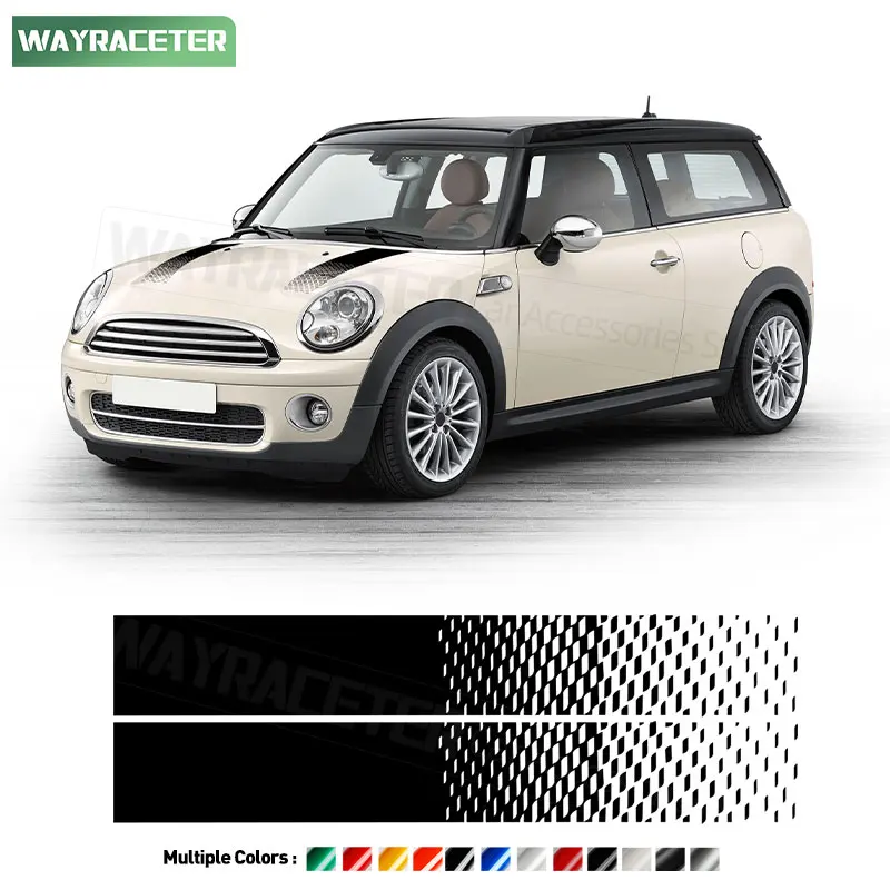 2 Pcs Car Bonnet  Stripes Hood Sticker Engine Cover John Cooper Works Decal For MINI Clubman R55 JCW 2006 - 2015 Accessories