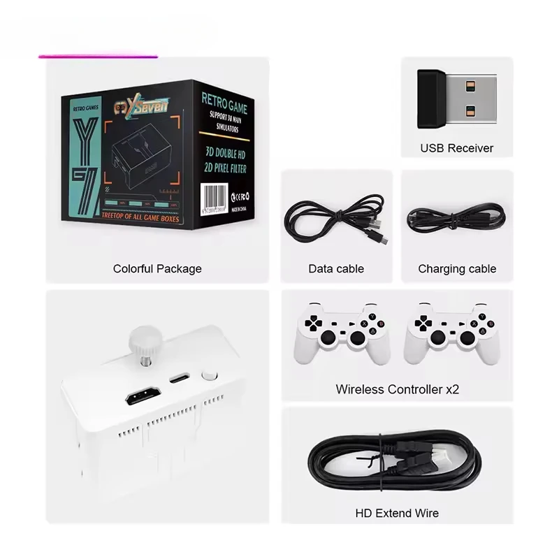 S Y7 Game Console Can Be Hung on TV 4k Output 128GB 10000 Classic Games Can Be Hung on Retro Video Game Console 2.4G