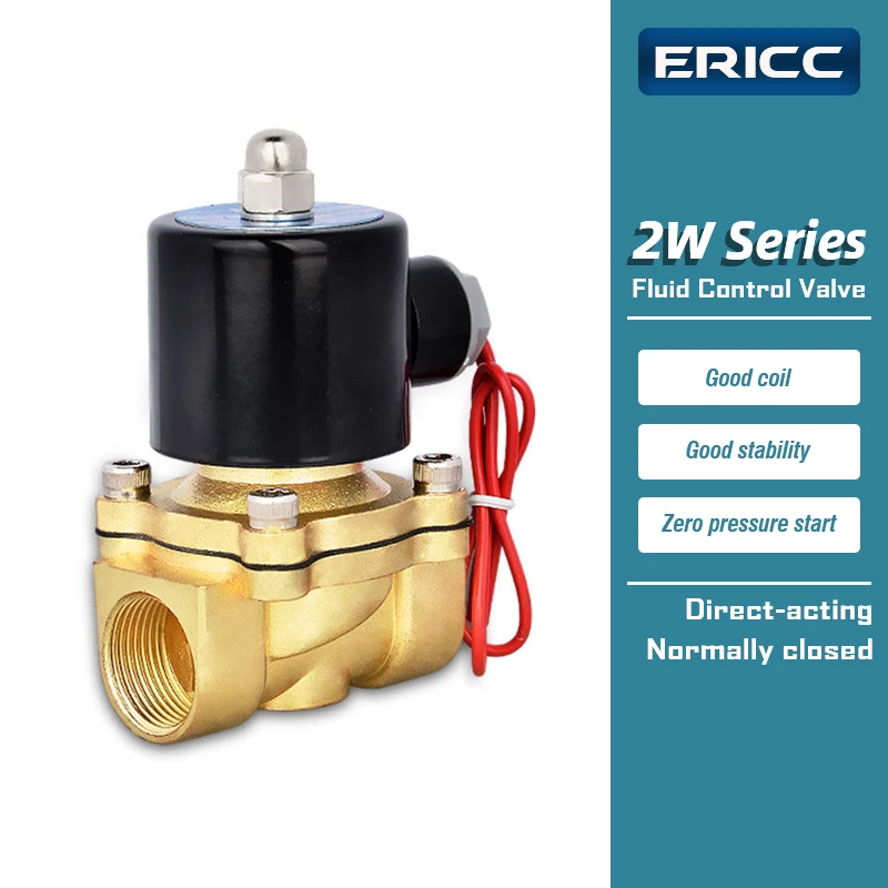 

2W series Direct-acting Normally Closed Water Valve 1/4",1/8",1/2",3/4" AC220V,DC24V Pneumatic Valve for Water Oil Air