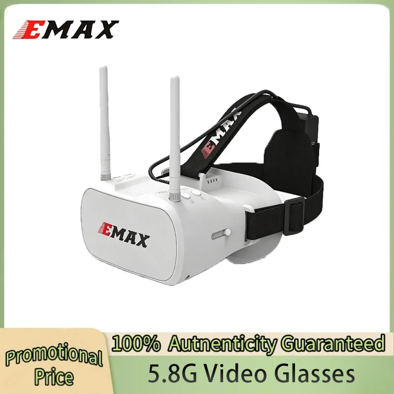 Emax 5.8G 48CH FPV Glasses Tinyhawk Diversity Goggle 4.3 Inches 480*320 Video Headset with Dual Antennas 4.2V 1800mAh Battery