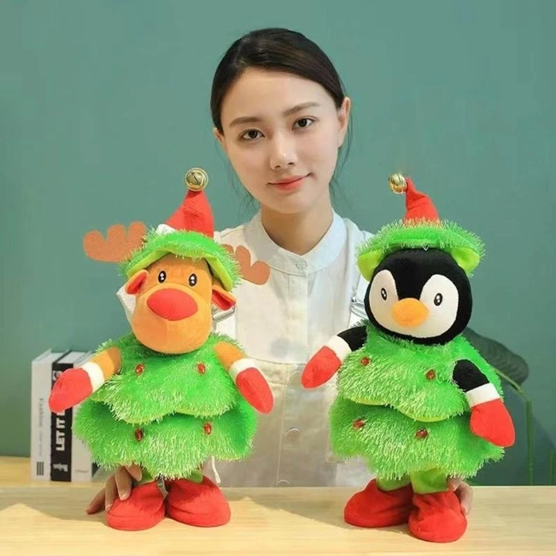 小刻みに動くクリスマスツリー ダンシングドール ぬいぐるみ 暖炉の装飾 子供用好意 15UB