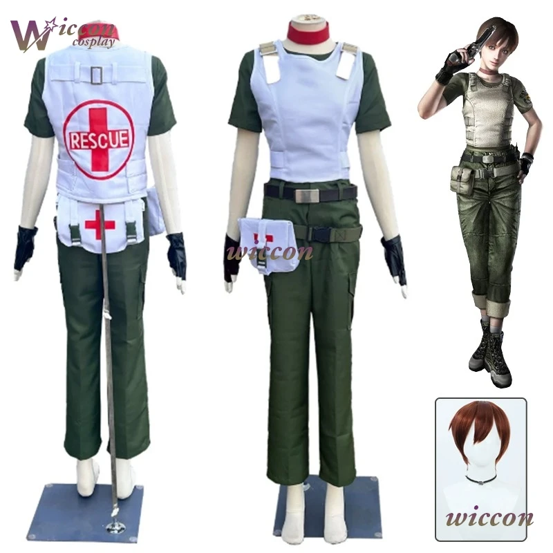 Game Biohazarrd Resident Cos Evil Rebecca Chambers Cosplay Costume Wig Full Set Adult Women Halloween Party Roleplay Uniform‌