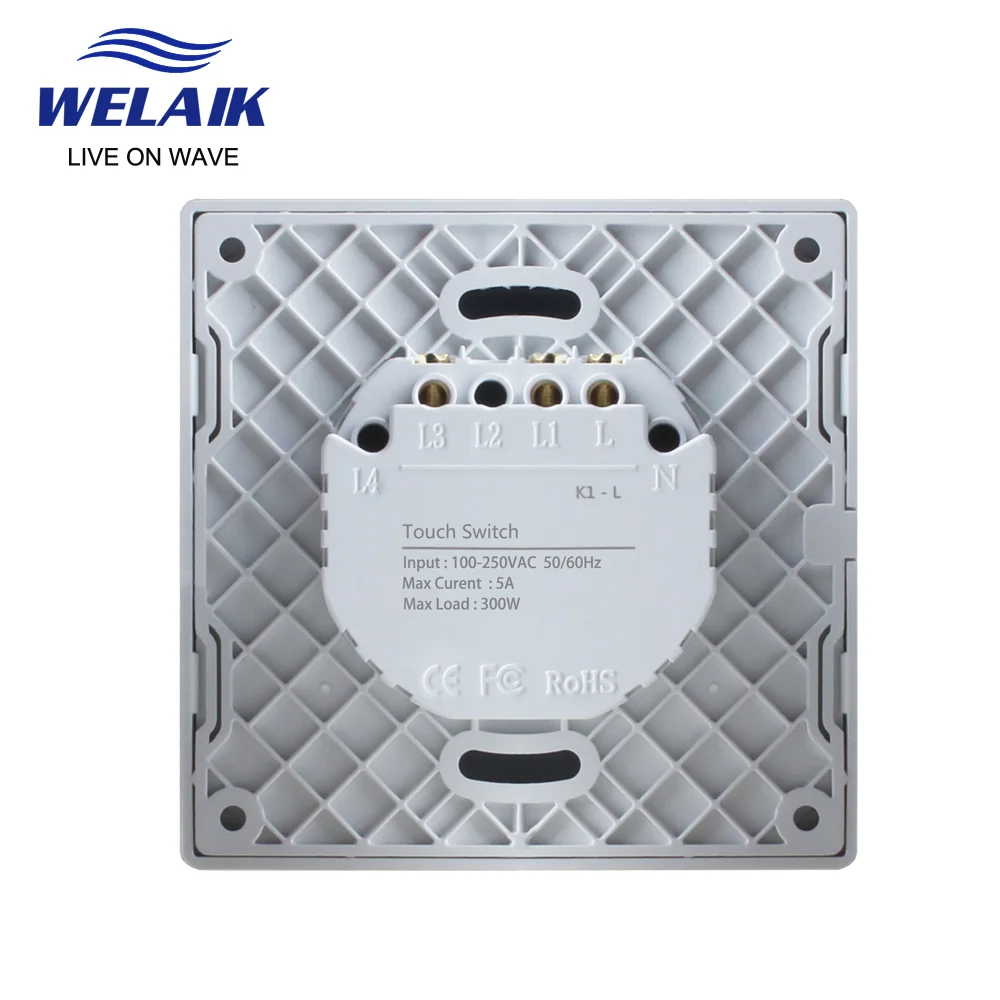 WELAIK EU 86*86mm 2gang 1way Crystal Glass Panel Intelligent Light Smart White Wall Touch Switch 220V B1921CW