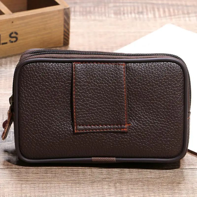 Tas Pinggang Kulit PU Di Atas Sabuk Dompet Kecil Luar Ruangan Tahan Aus Tas Pinggang Multifungsi Tempat Koin Ponsel Unisex