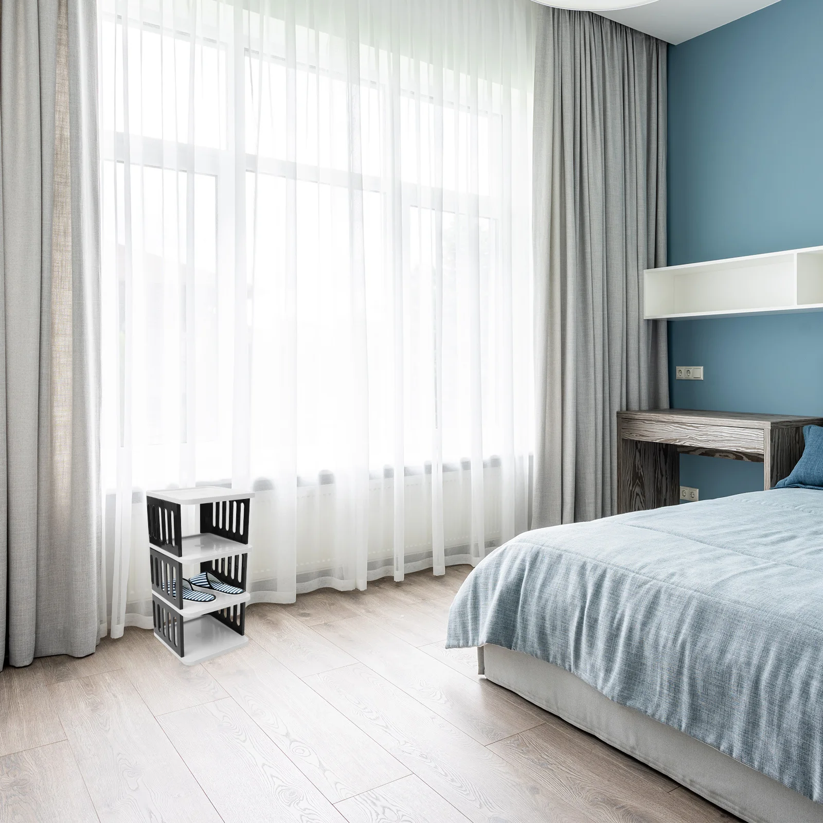 

Shoe Rack Organizer 4-Tier Compact Design Space-Saving Multi-Function Shoes Storage for Hall Living Room Bedroom