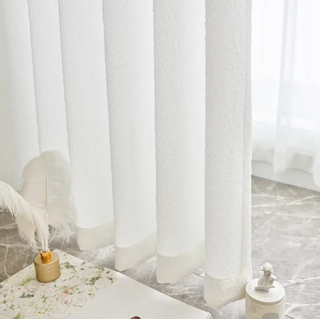 French High-end Pressed Crepe Seersucker Living Room and Bedroom Curtains