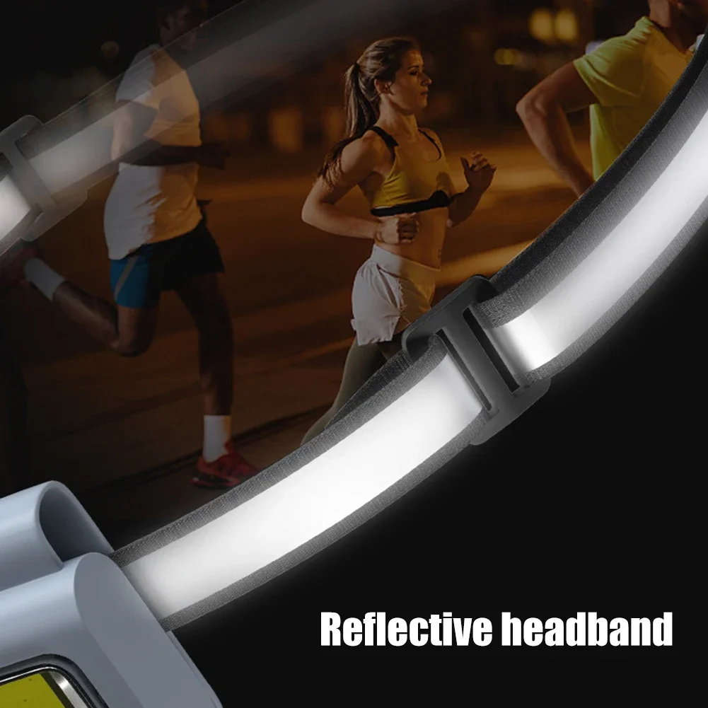 2pcs Running Chest Lamp 800mAh 500LM COB LED Work Head Light 6 Modes IPX4 Waterproof Reflective Headband for Night Walking