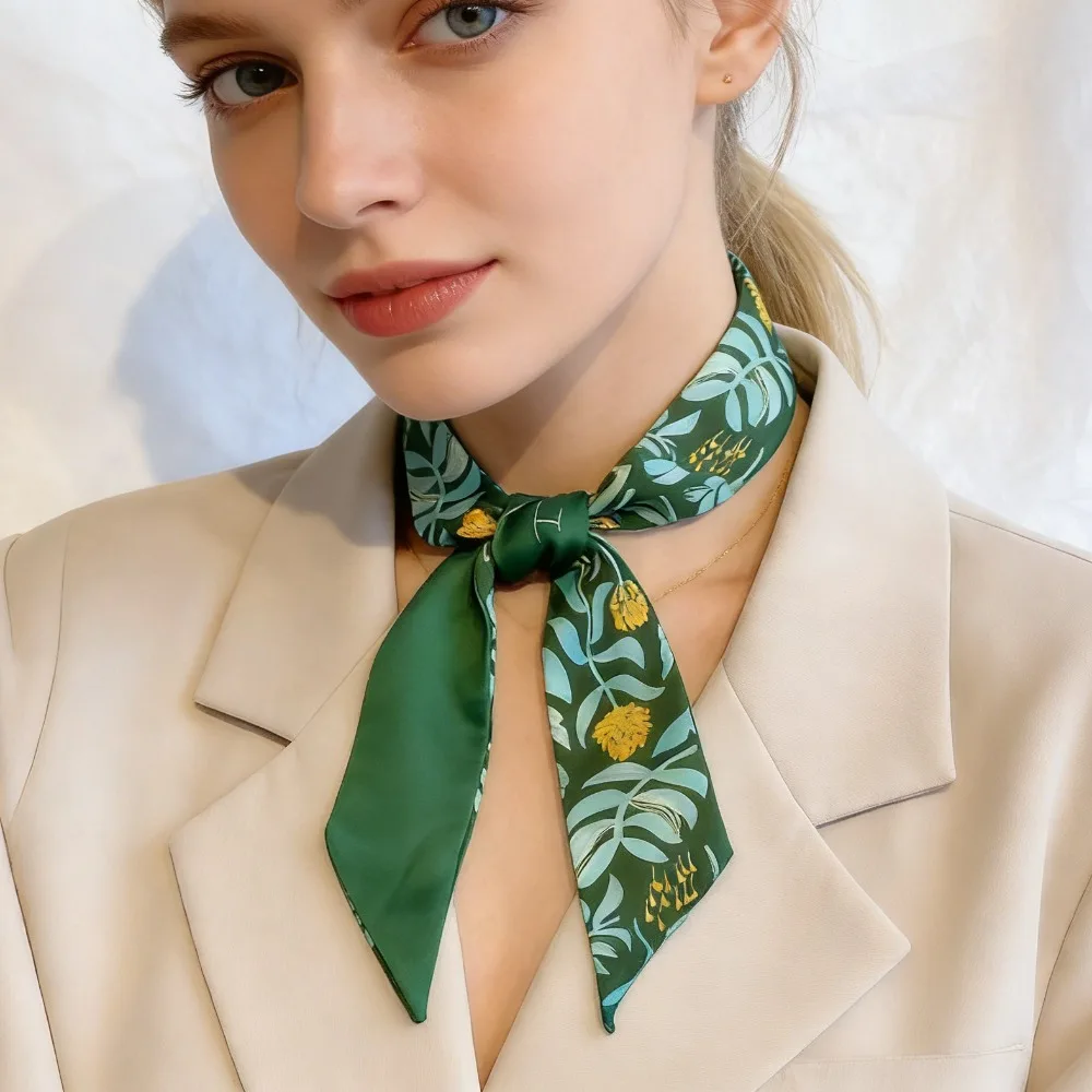 

Luxury Fashion Foulard Scarf Women, Skinny Silk Bag Scarf Headband